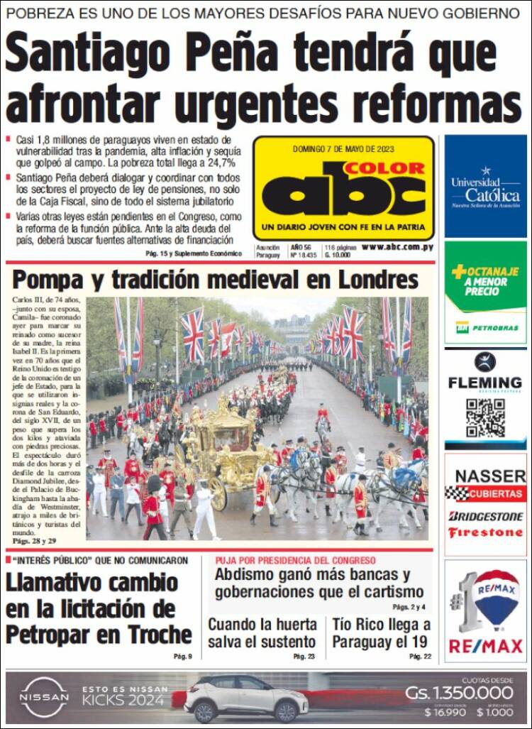 Portada de ABC Color (Paraguay)