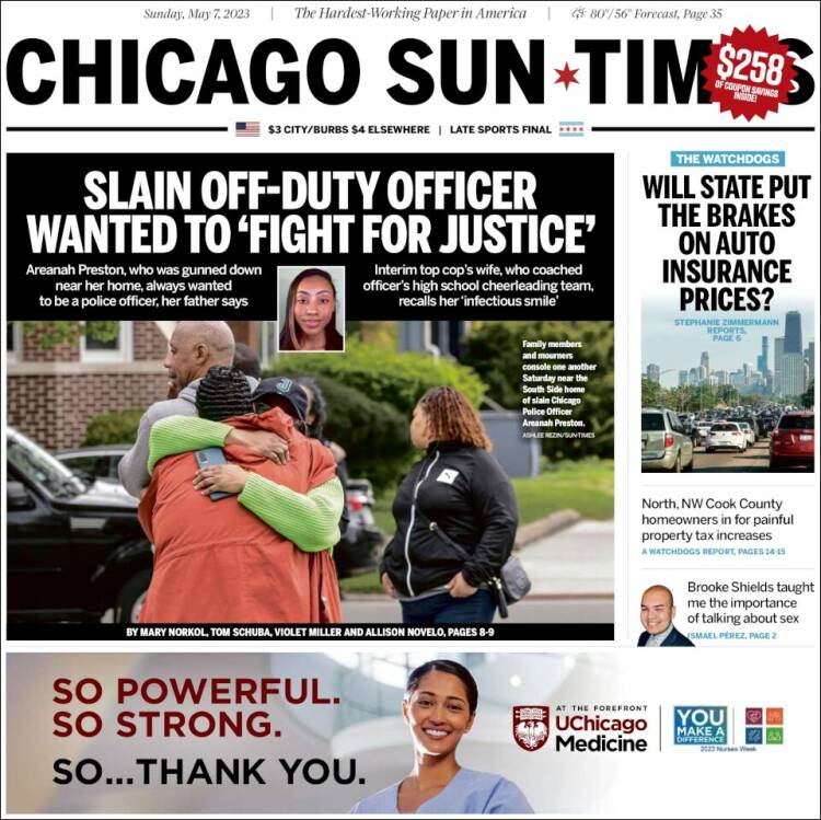 Portada de Chicago Sun-Times (USA)