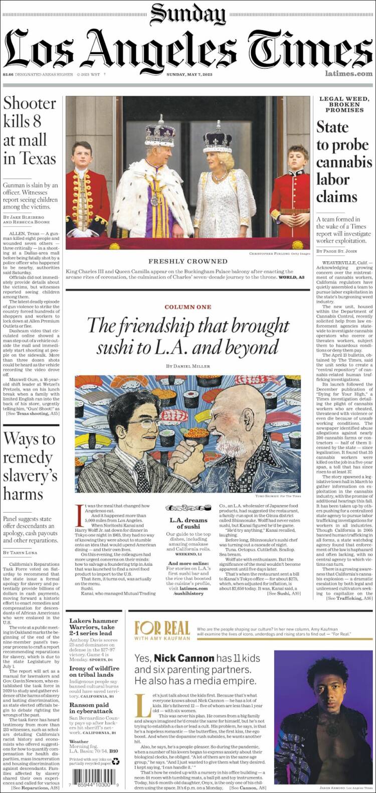 Portada de Los Angeles Times (USA)