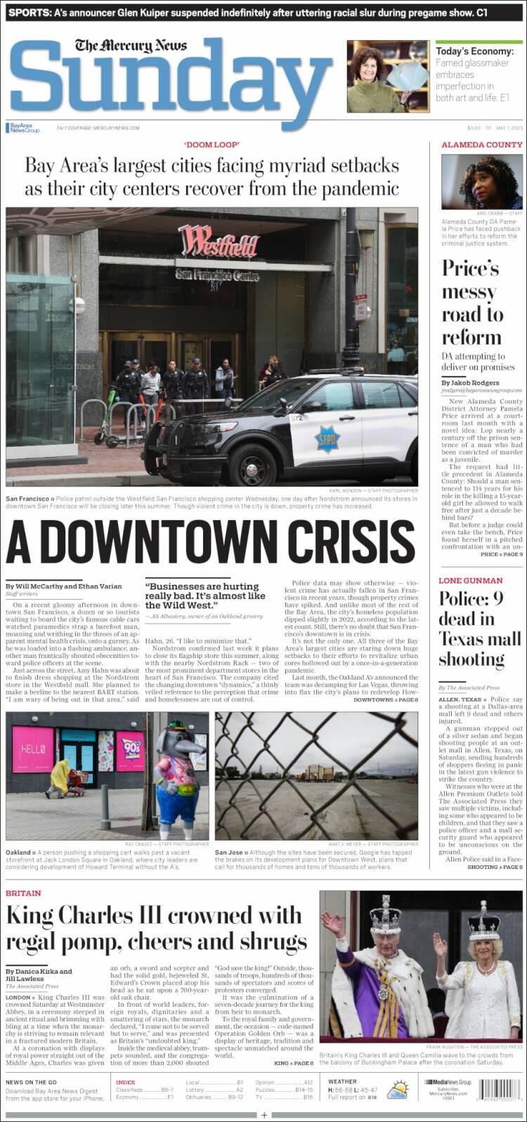 Portada de San Jose Mercury News (USA)