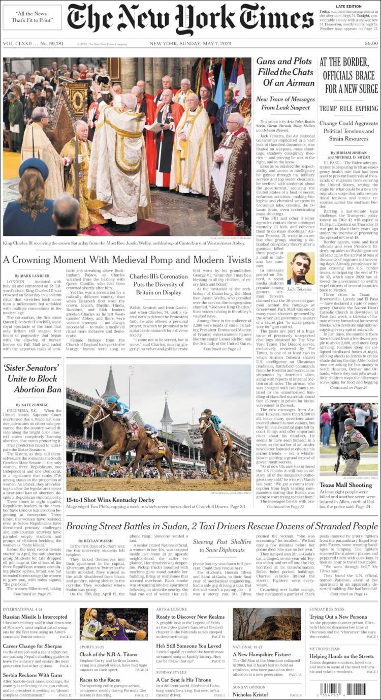 Portada de New York Times (USA)