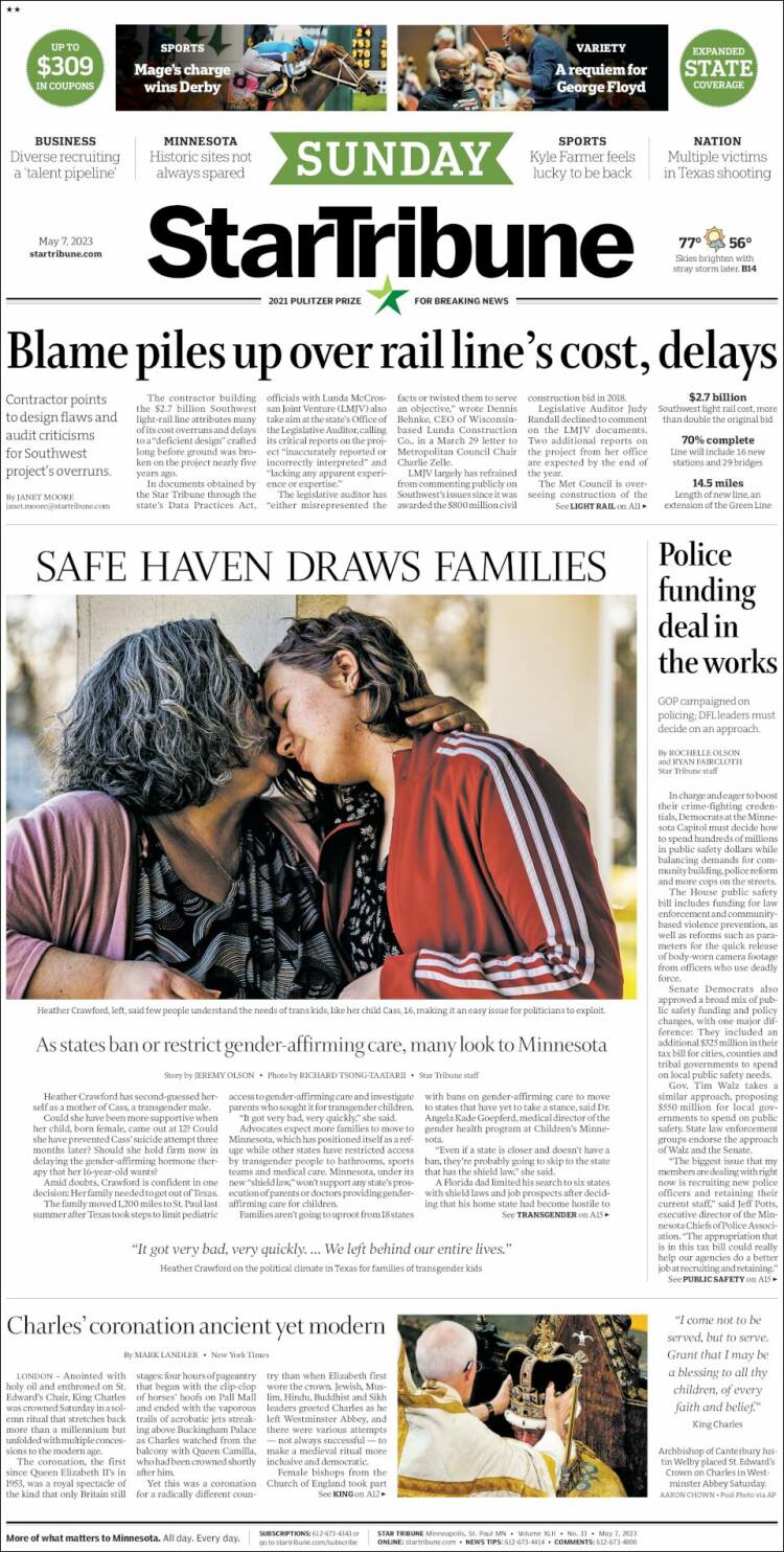 Portada de Star Tribune (USA)