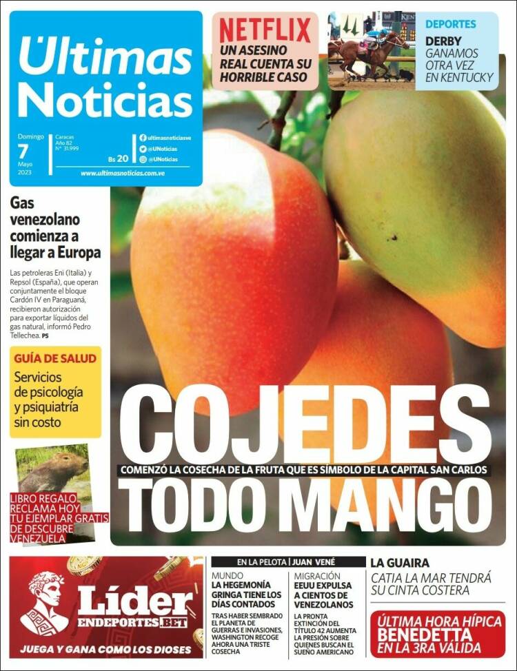 Portada de Últimas Noticias (Venezuela)
