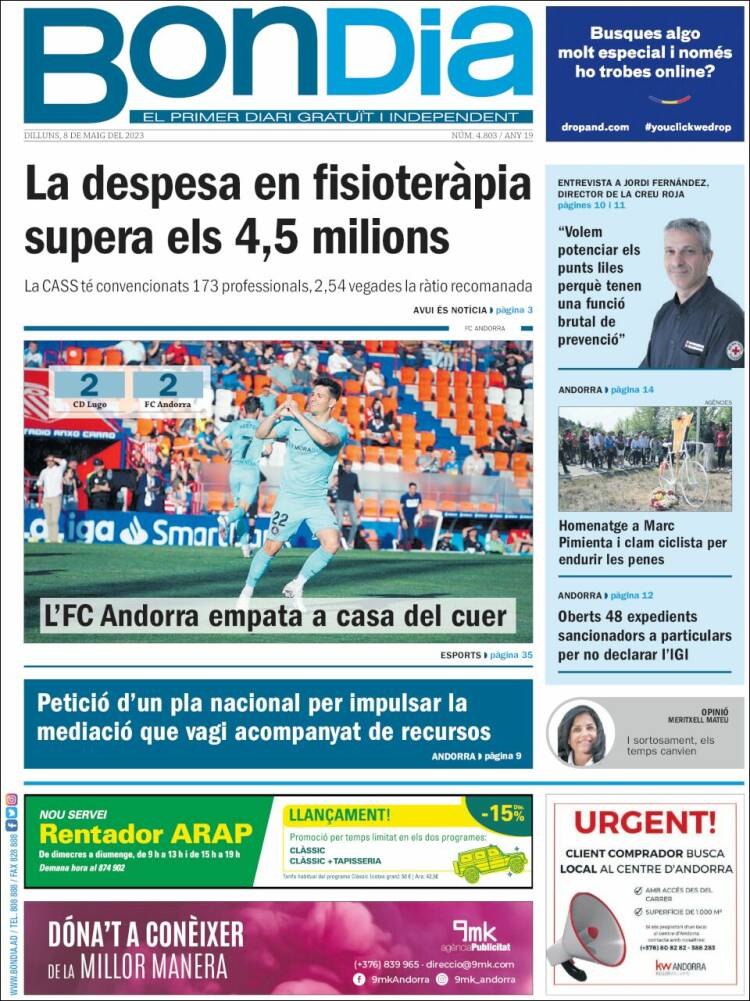 Portada de Diari Bondia (Andorra)