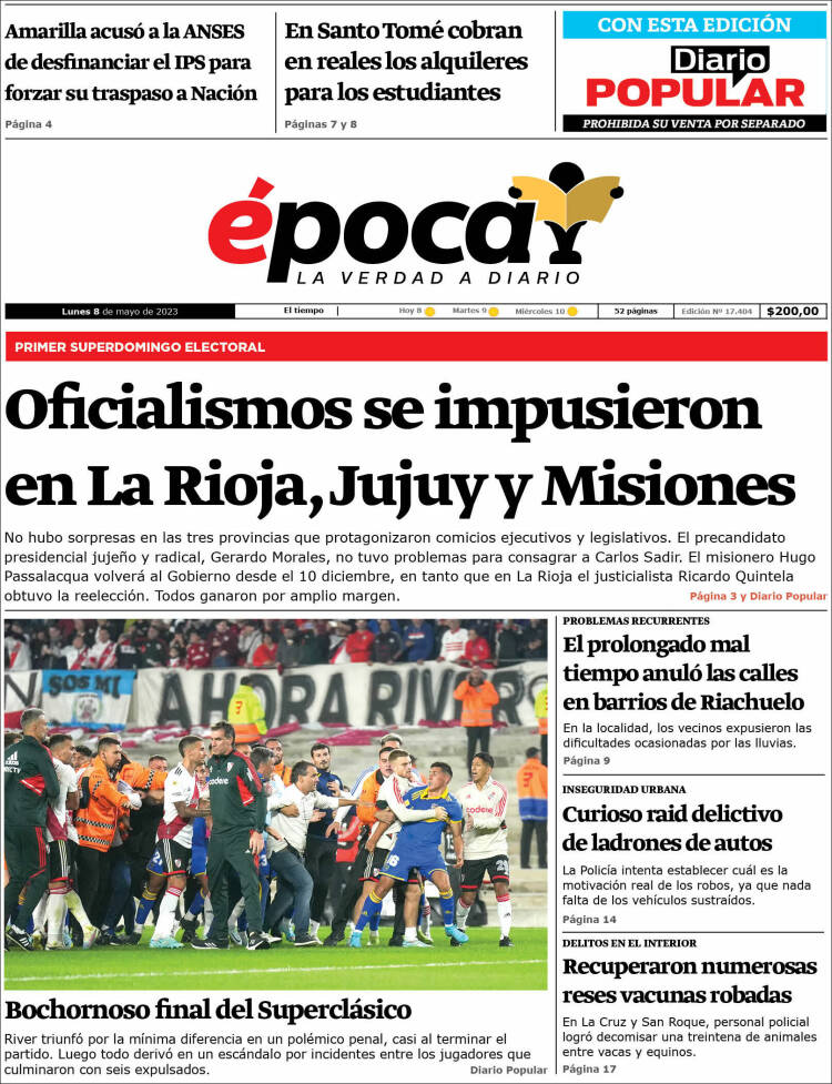 Portada de Diario Época (Argentina)