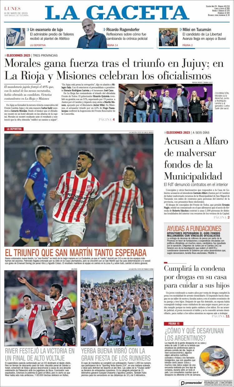 Portada de La Gaceta (Argentina)