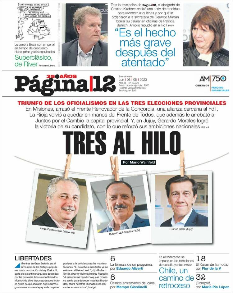 Portada de Página/12 (Argentina)