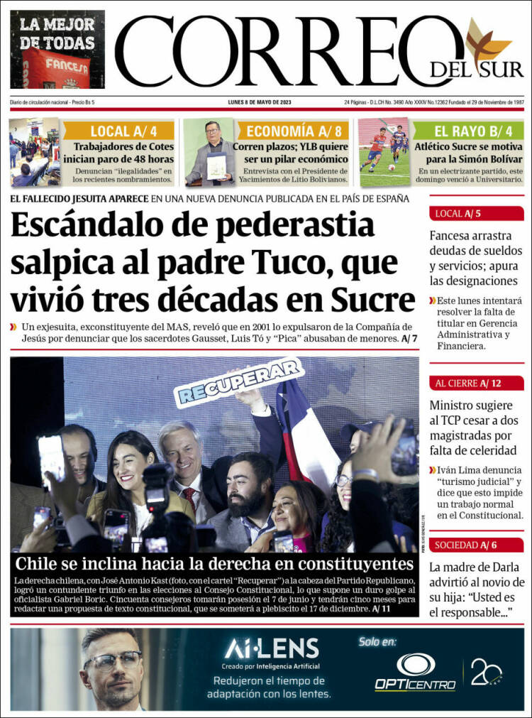 Portada de Correo Sur (Bolivia)