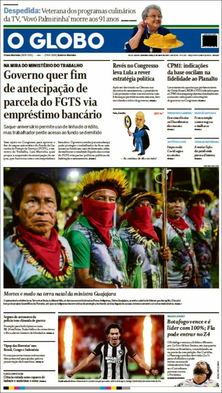 Portada de O Globo (Brasil)