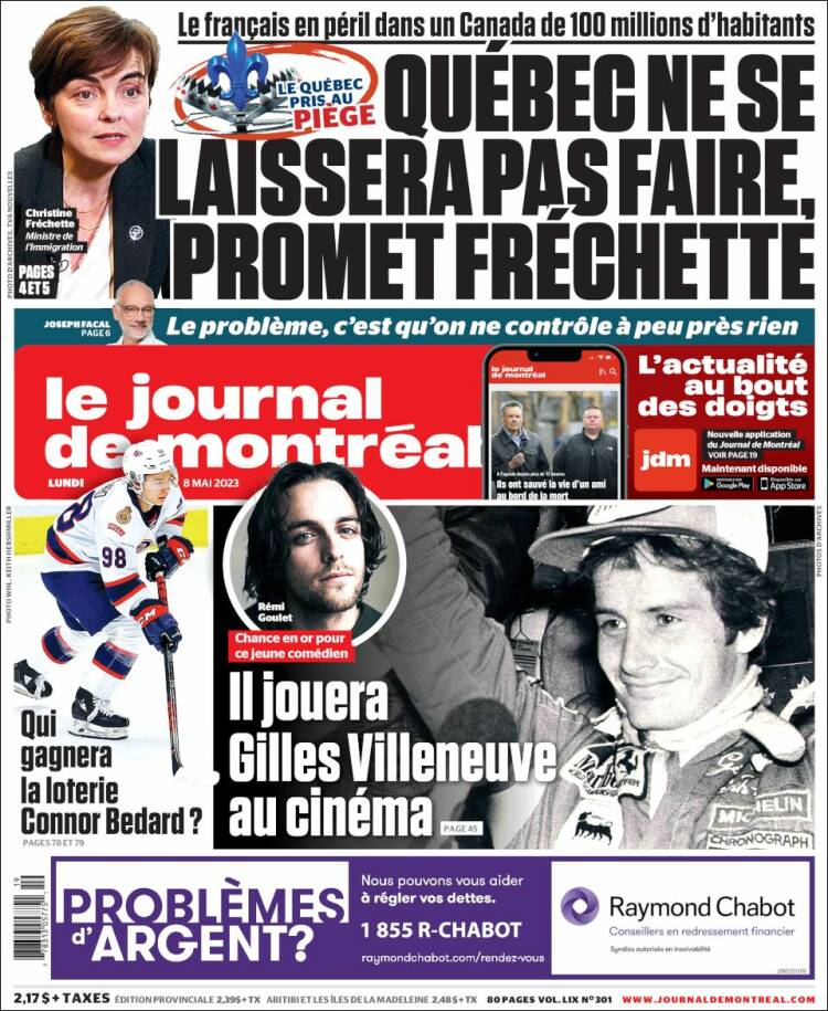 Portada de Le Journal de Montréal (Canadá)