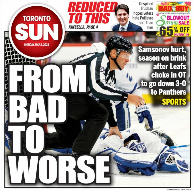 Portada de The Toronto Sun (Canadá)