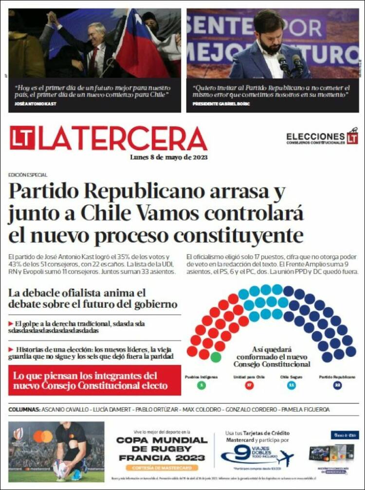 Portada de La Tercera (Chile)