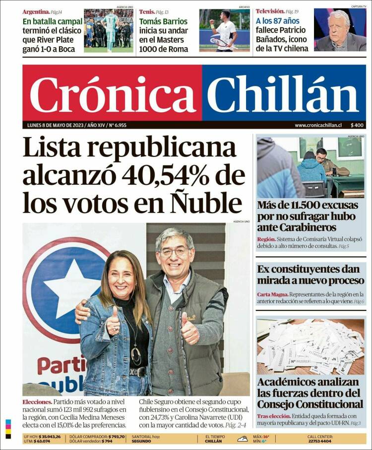Portada de Crónica Chillán (Chile)