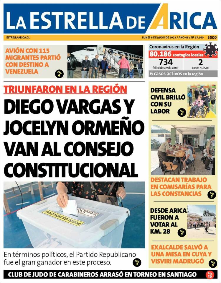 Portada de La Estrella de Arica (Chile)