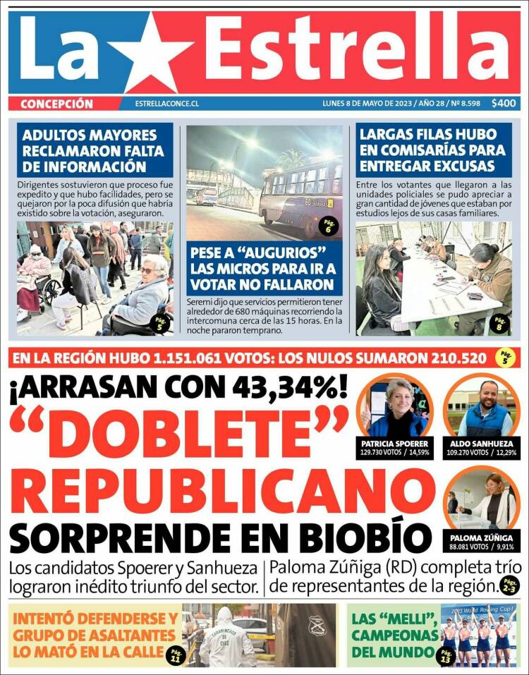 Portada de La Estrella de Concepción (Chile)