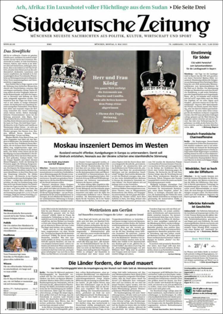 Portada de Sueddeutsche (Alemania)