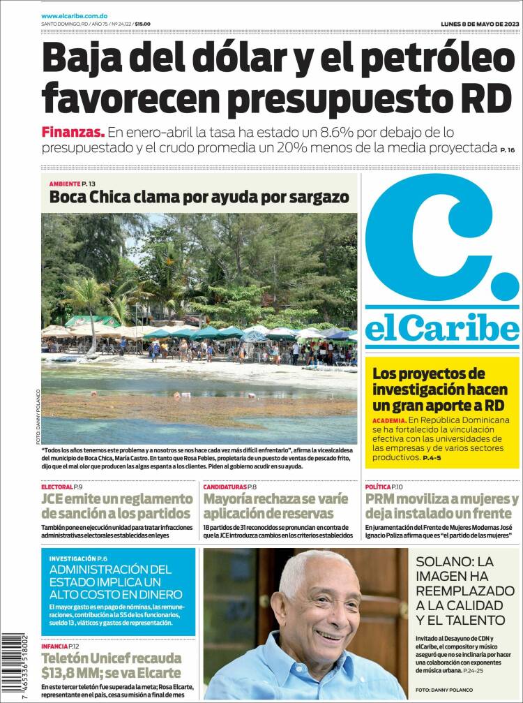 Portada de El Caribe (R. Dominicana)