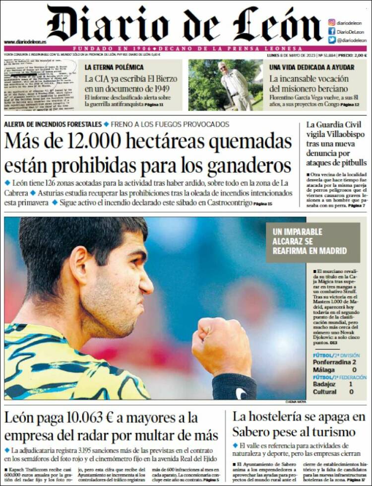 Portada de Diario de León (España)