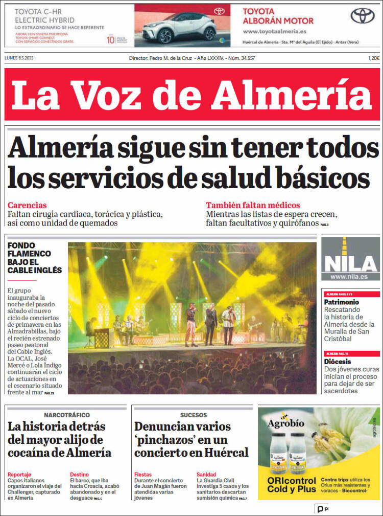 Portada de La Voz de Almería (España)