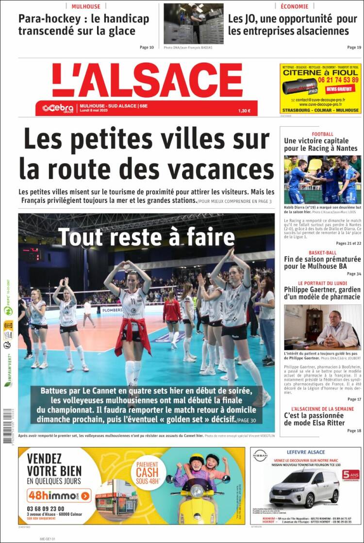 Portada de Journal L'Alsace (Francia)