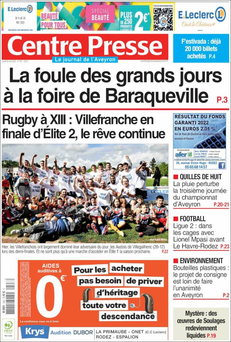 Portada de Centre Presse (France)