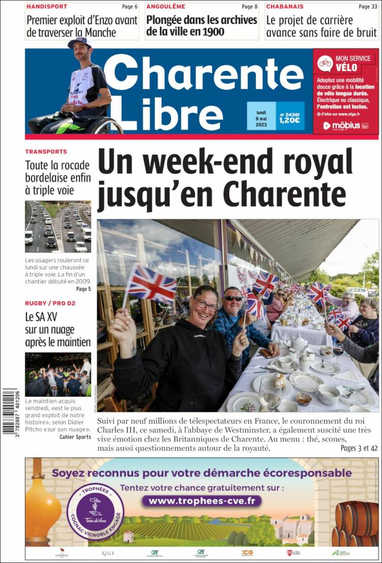 Portada de Charente Libre (Francia)
