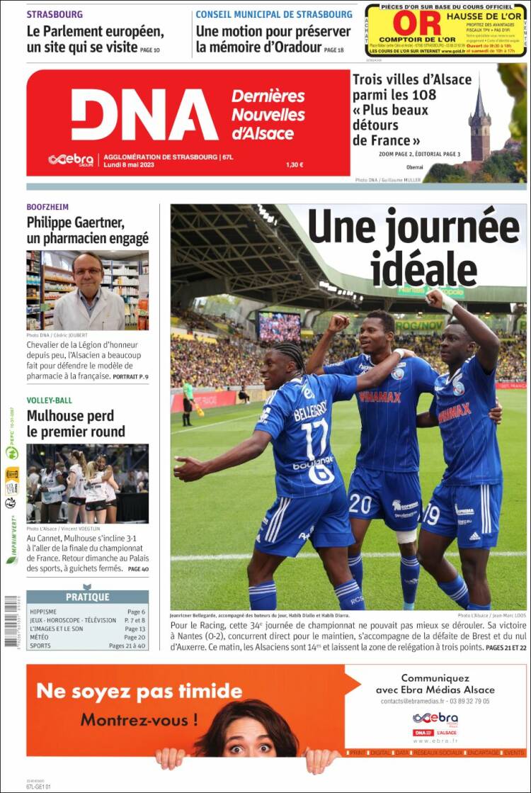 Portada de Les Dernières Nouvelles d'Alsace (Francia)