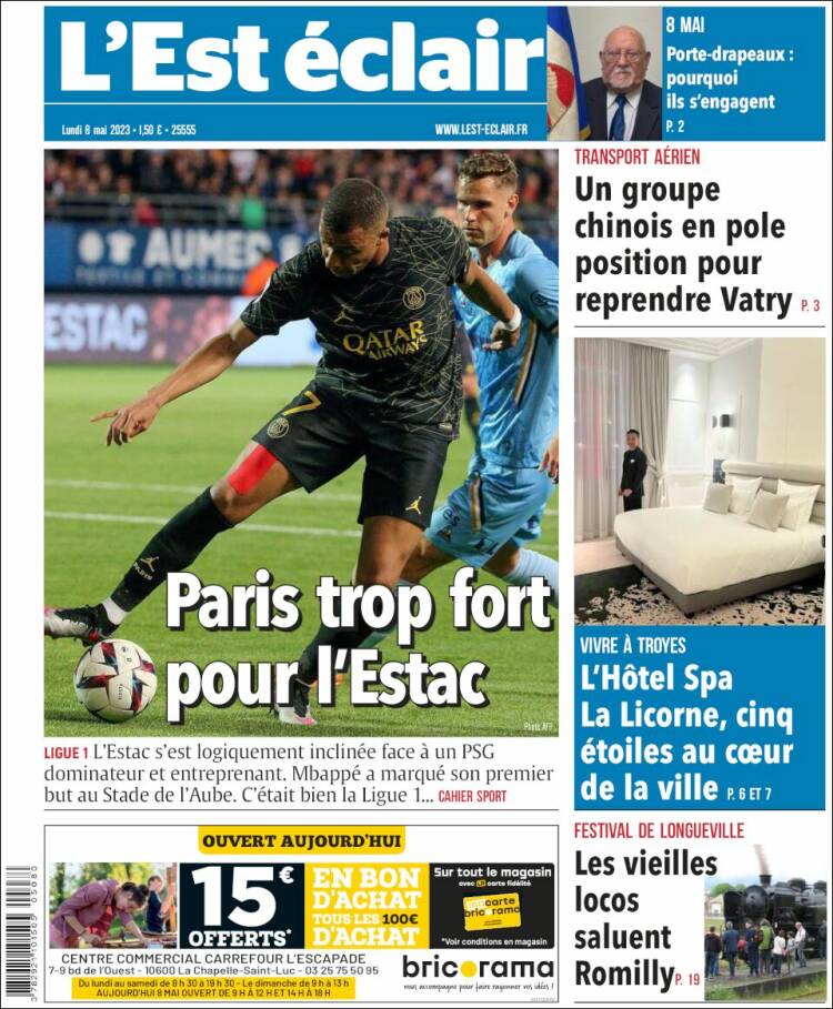 Portada de L'Est Eclair (Francia)