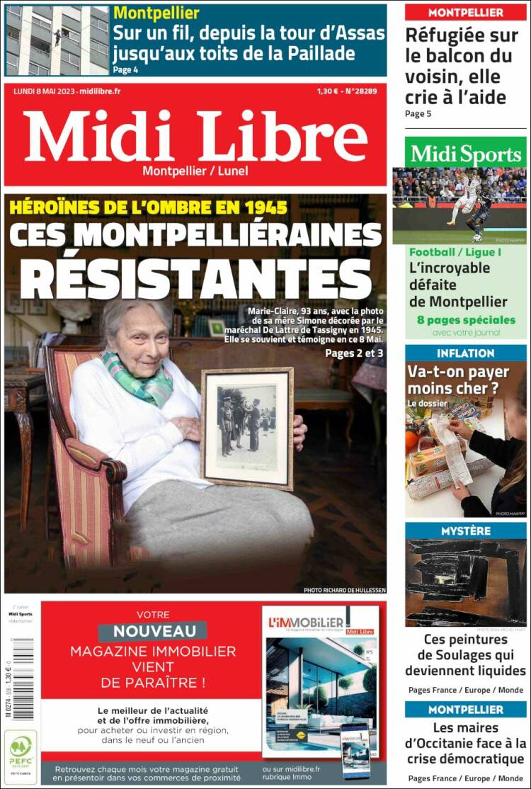 Portada de Midi Libre (Francia)