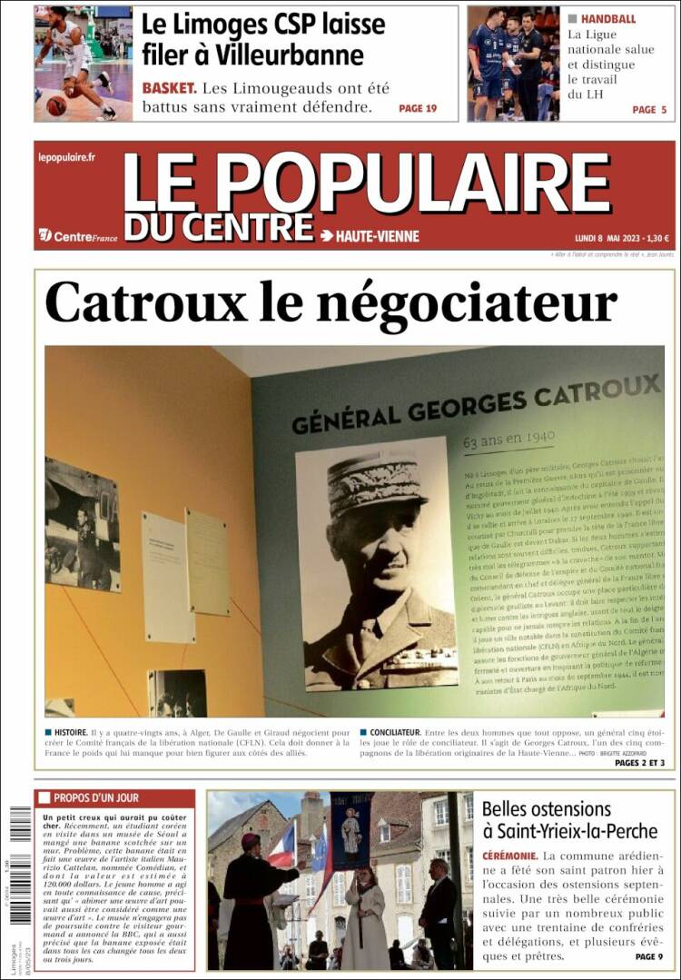 Portada de Le Populaire du Centre (Francia)