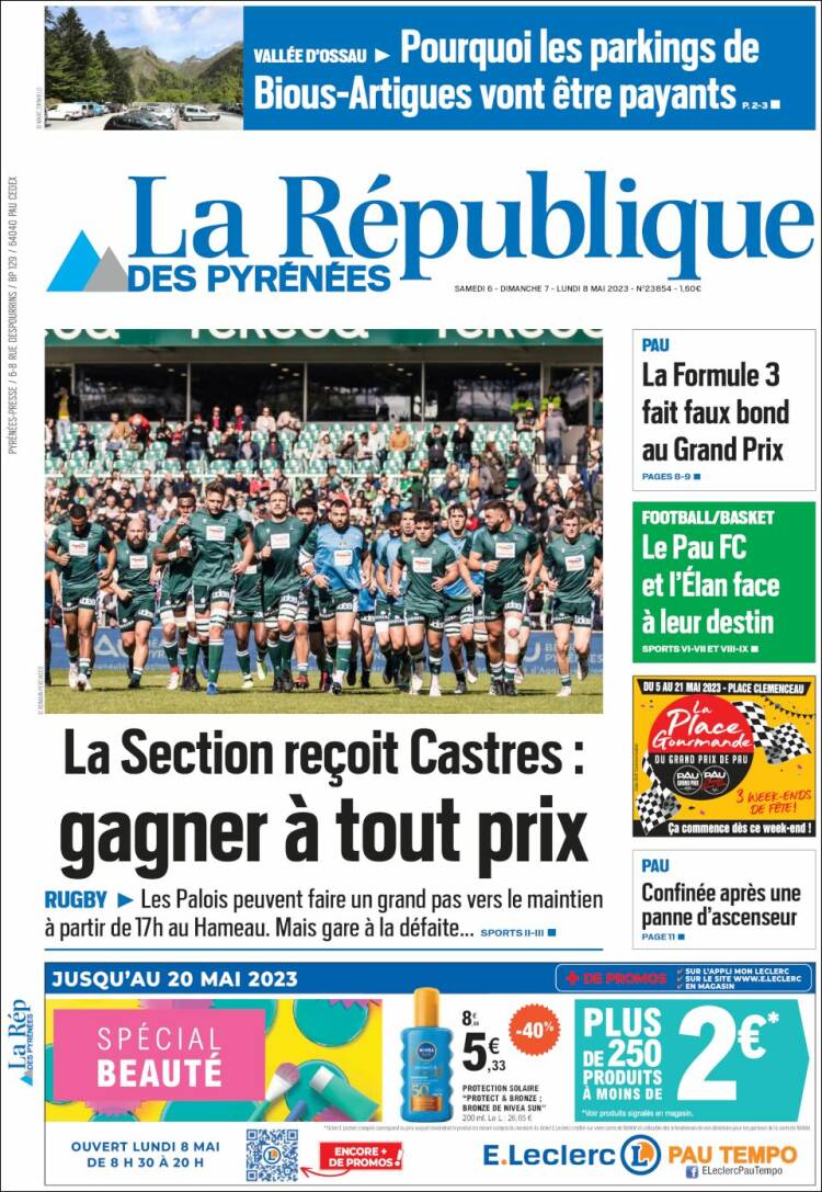 Portada de La République des Pyrénées (Francia)