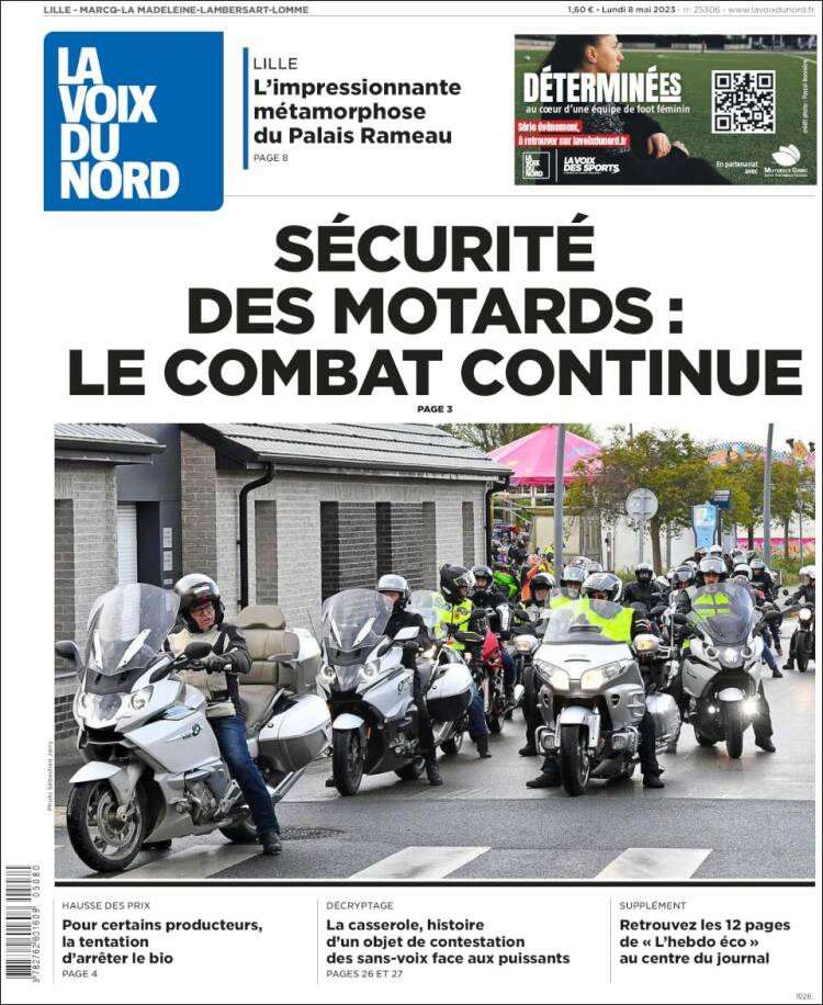 Portada de La Voix du Nord (Francia)