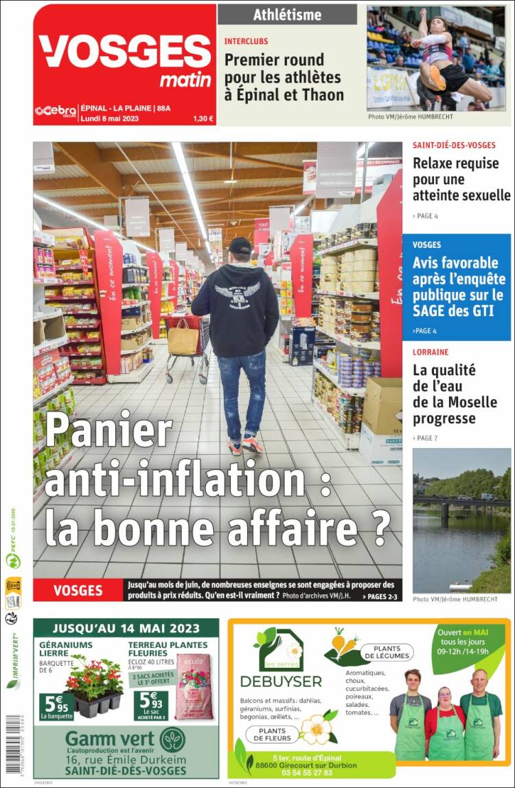 Portada de Vosges Matin (Francia)