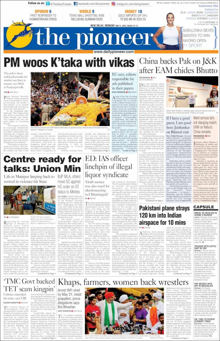 Portada de The Pioneer (India)