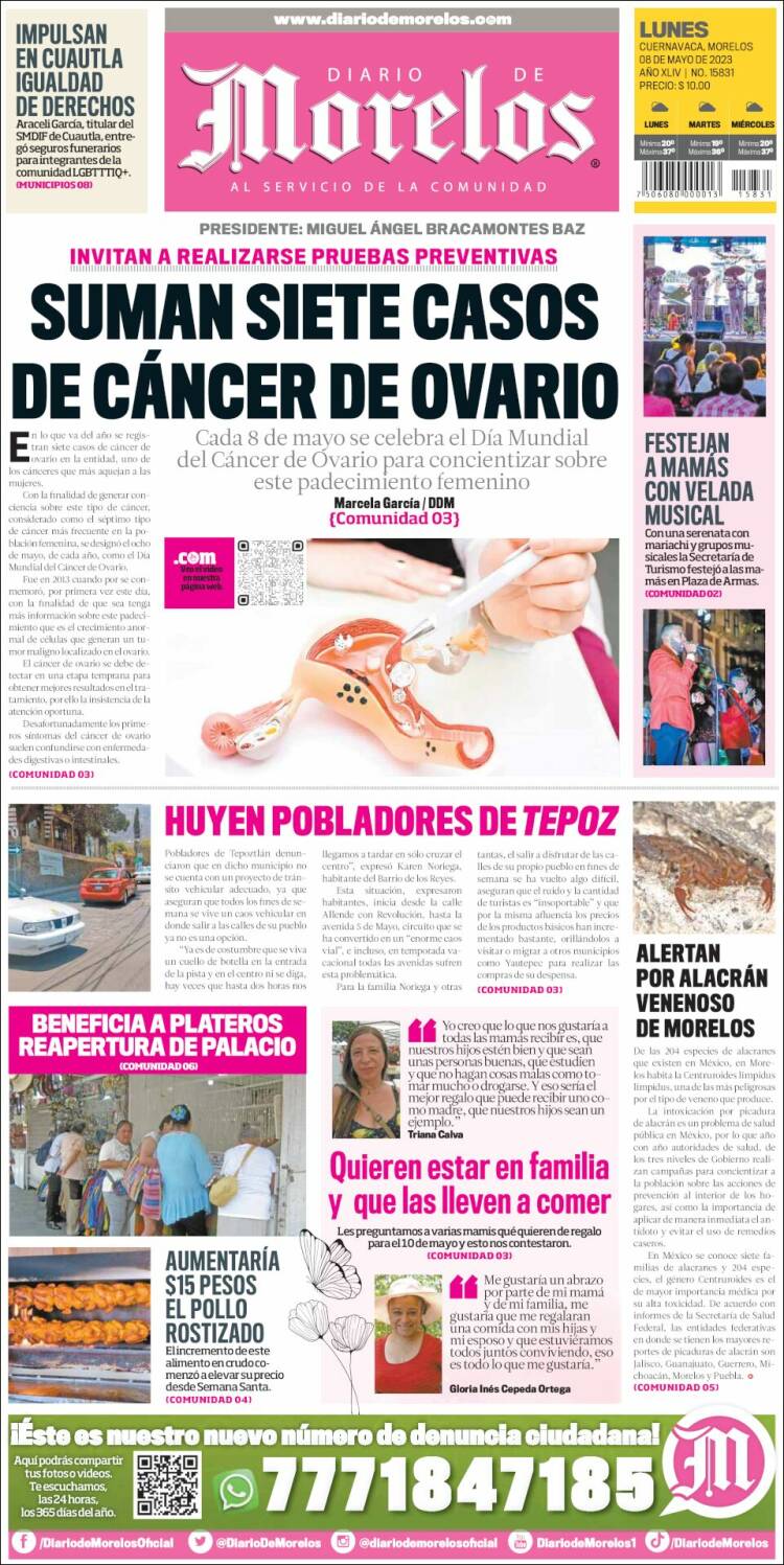 Portada de Diario de Morelos (M&eacute;xico)