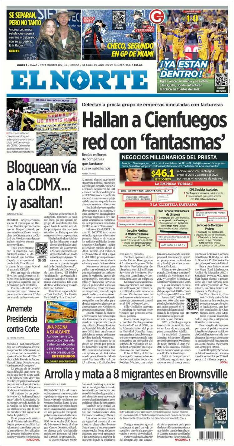 Portada de El Norte (Mexique)