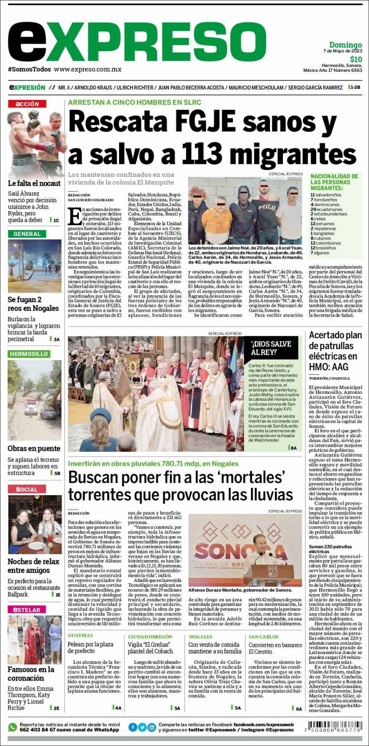 Portada de Expreso (M&eacute;xico)