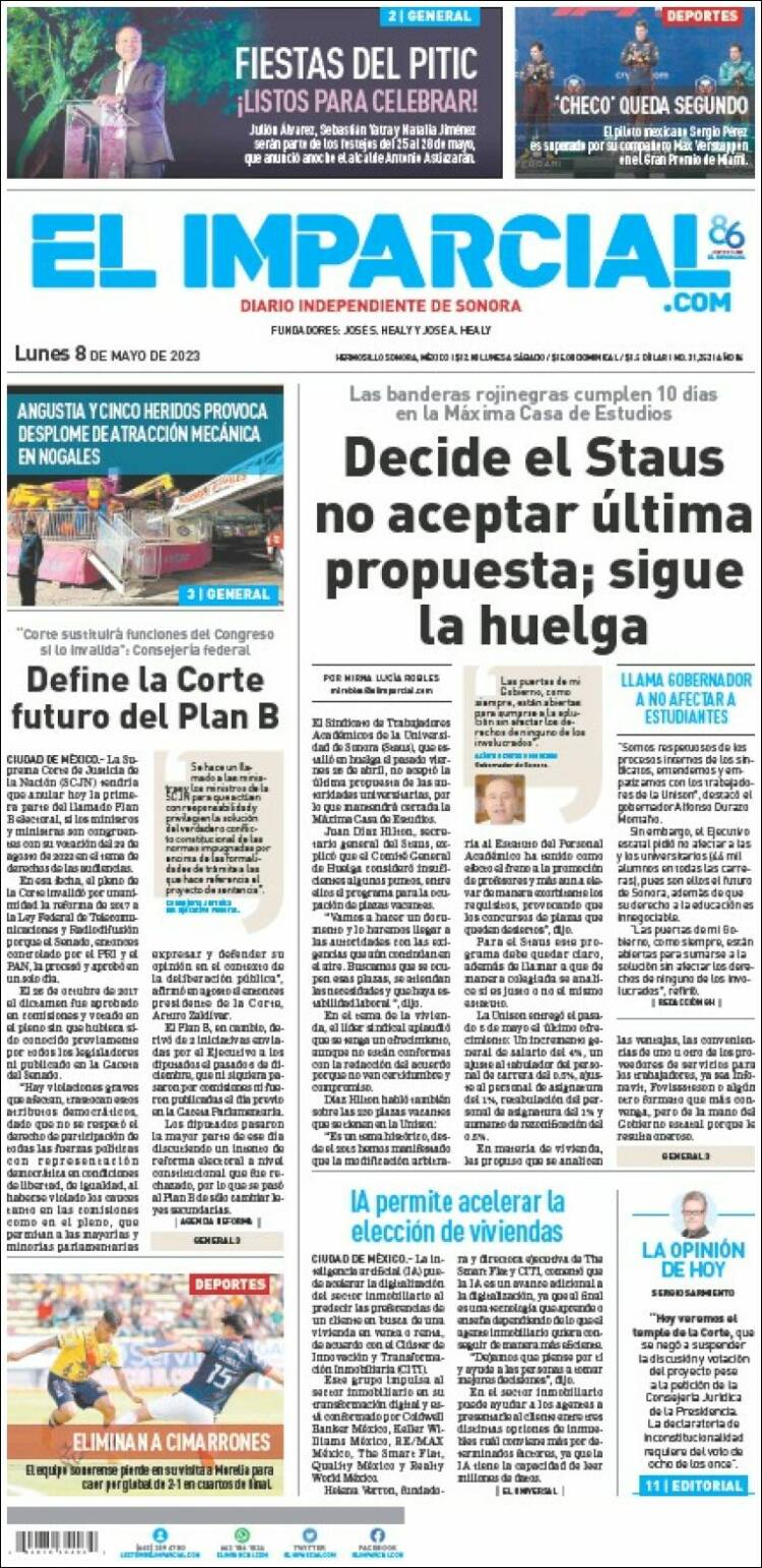 Portada de El Imparcial (M&eacute;xico)
