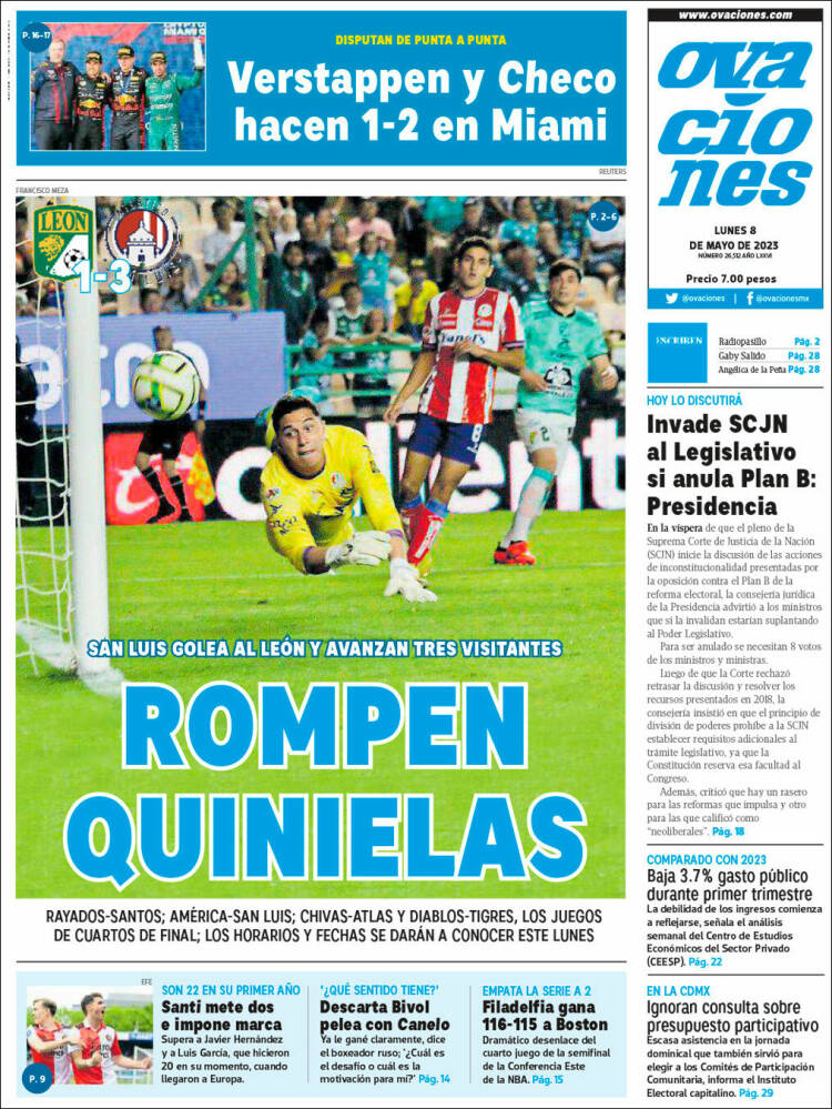 Portada de Ovaciones (M&eacute;xico)