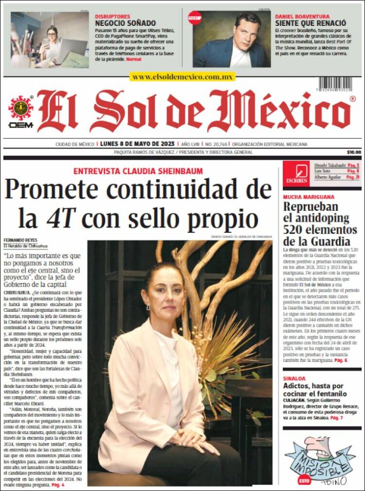 Portada de El Sol de México (M&eacute;xico)