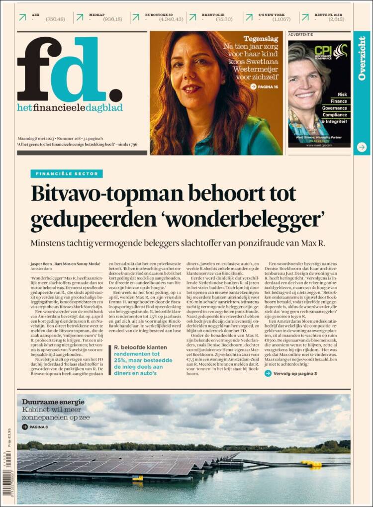 Portada de Het Financieele Dagblad (Pa&iacute;ses Bajos)