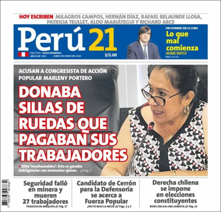 Portada de Perú 21 (Per&uacute;)