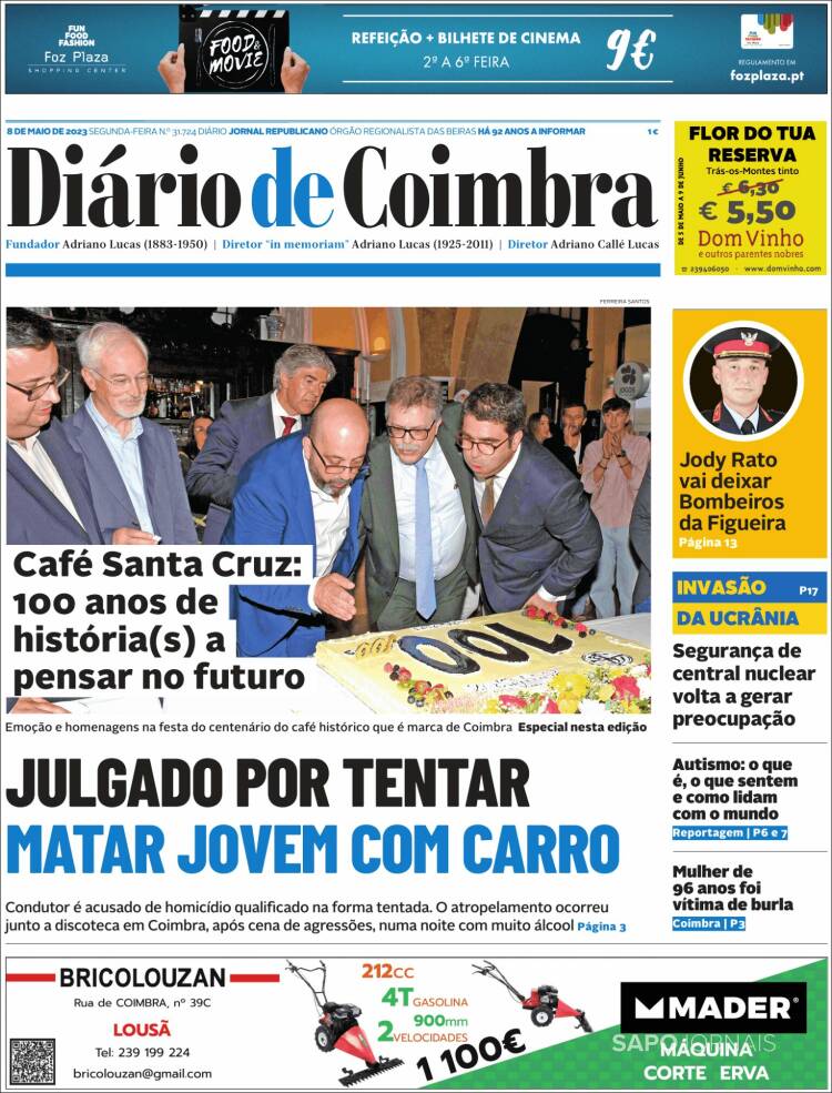 Portada de Diário de Coimbra (Portugal)