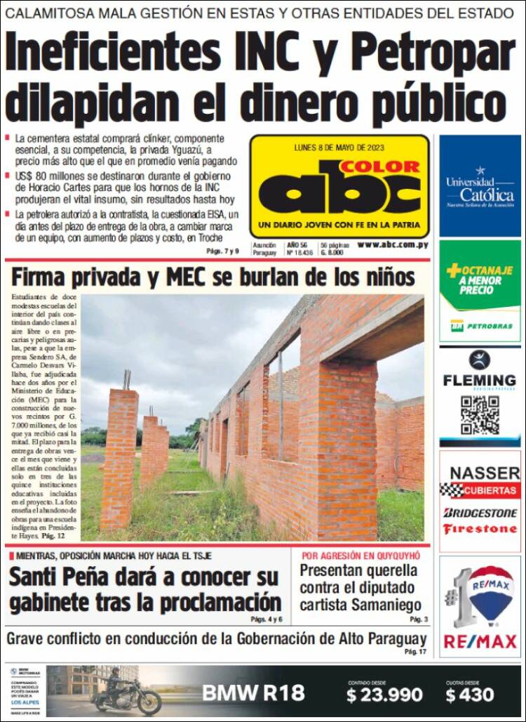 Portada de ABC Color (Paraguay)