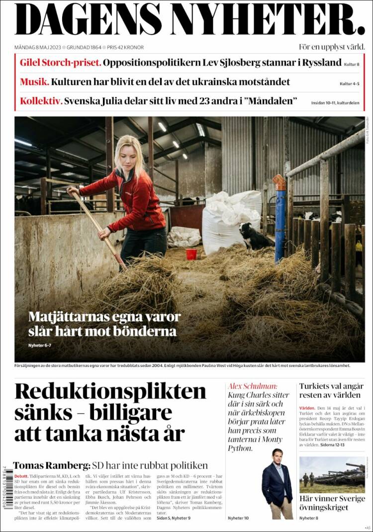 Portada de Dagens Nyheter (Suecia)