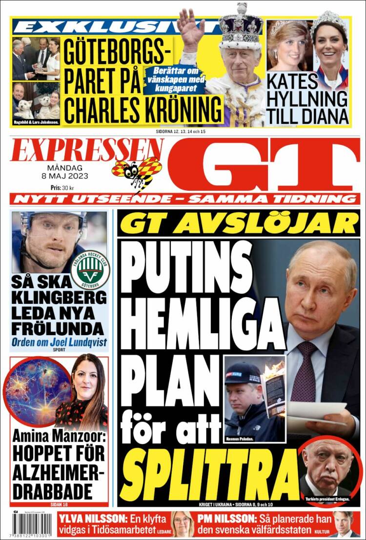 Portada de Göteborgstidningen (Suecia)