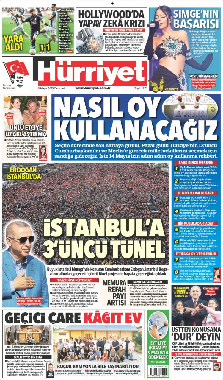 Portada de Hürriyet (Turqu&iacute;a)