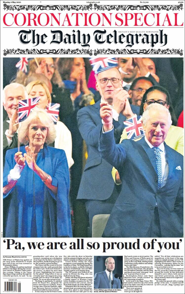 Portada de Daily Telegraph (Reino Unido)