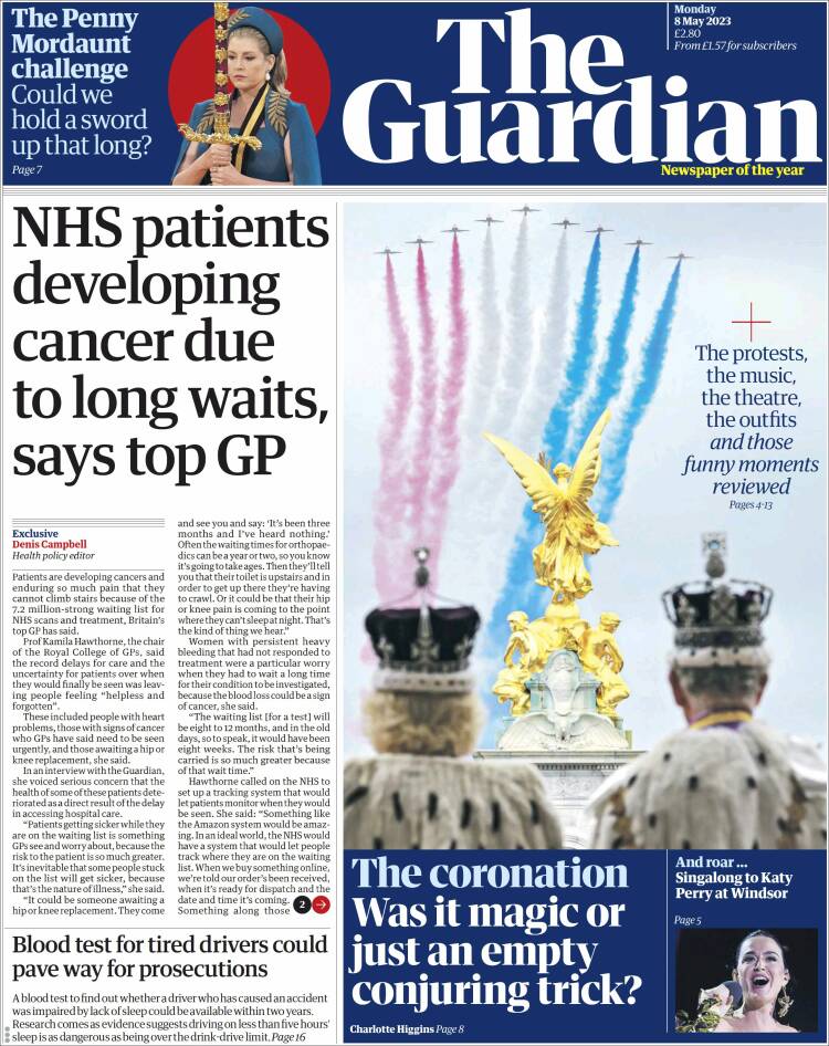 Portada de The Guardian (Reino Unido)