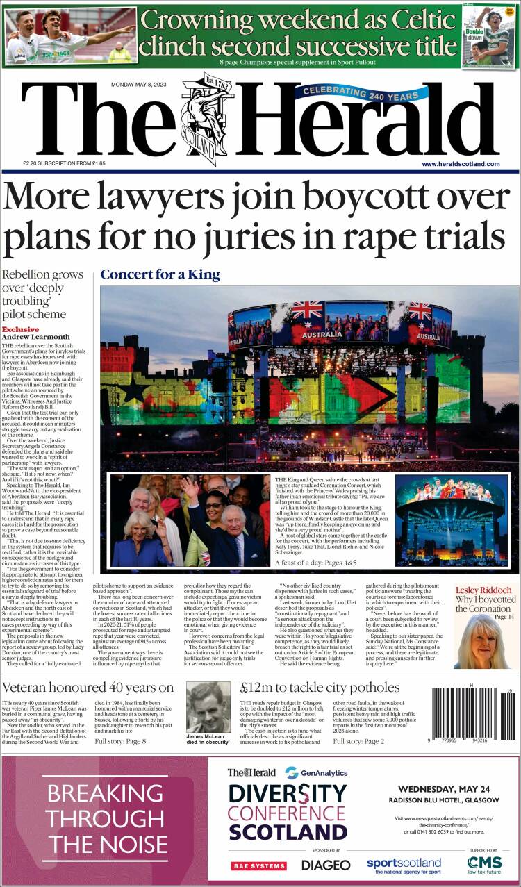 Portada de The Herald (Reino Unido)
